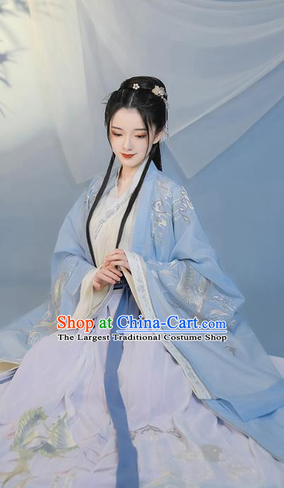 Chinese Traditional Jin Dynasty Royal Infanta Historical Costumes Ancient Nobility Lady Hanfu Dress Embroidered Apparels for Women