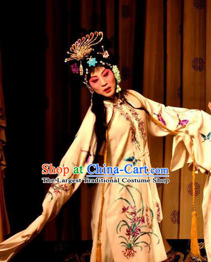 Chinese Shanxi Clapper Opera Distress Maiden Garment Costumes and Headdress Traditional Bangzi Opera Princess Dress Actress Apparels