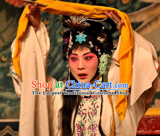 Chinese Shanxi Clapper Opera Distress Maiden Garment Costumes and Headdress Traditional Bangzi Opera Princess Dress Actress Apparels