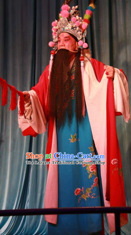 Ba Lang Ci Xiao Chinese Bangzi Opera Laosheng Apparels Costumes and Headpieces Traditional Shanxi Clapper Opera Elderly Male Yang Balang Garment Clothing