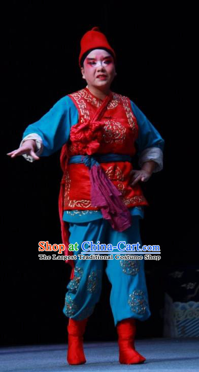 Sedan Chair Lift Chinese Bangzi Opera Hamal Apparels Costumes and Headpieces Traditional Shanxi Clapper Opera Young Male Garment Bearer Clothing