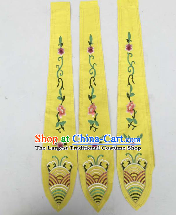 Chinese Traditional Embroidered Flowers Yellow Streamer Patch Decoration Embroidery Applique Craft Embroidered Rabbion Accessories