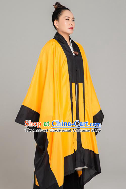 Asian Chinese Traditional Taoist Nun Yellow Koshibo Priest Frock Martial Arts Costumes China Kung Fu Garment Gown for Women