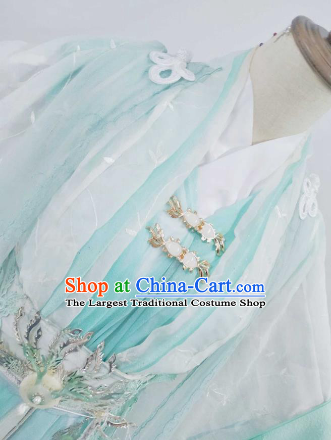 Top Chinese Cosplay Swordsman Green Costume Ancient Prince Noble Childe Clothing for Men