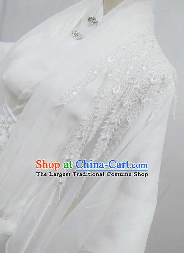 Top Chinese Cosplay Noble Childe Costume Ancient Swordsman Prince White Clothing for Men