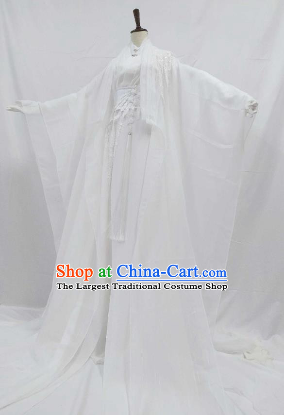 Top Chinese Cosplay Noble Childe Costume Ancient Swordsman Prince White Clothing for Men