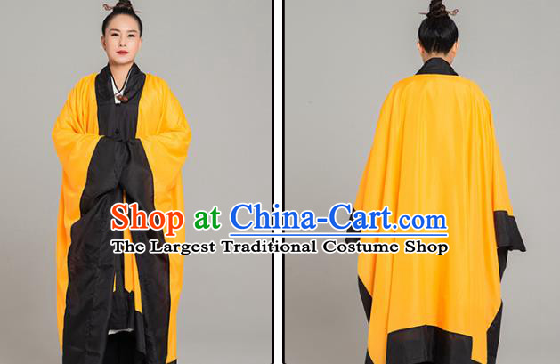 Asian Chinese Traditional Taoist Nun Yellow Koshibo Priest Frock Martial Arts Costumes China Kung Fu Garment Gown for Women