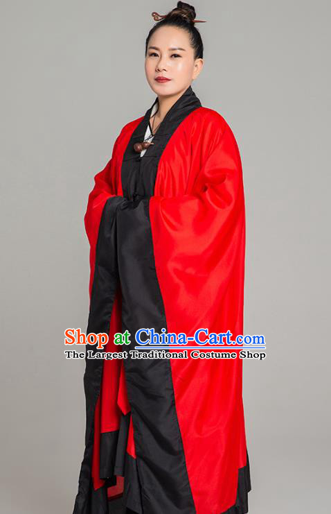 Asian Chinese Traditional Taoist Nun Red Koshibo Priest Frock Martial Arts Costumes China Kung Fu Garment Gown for Women