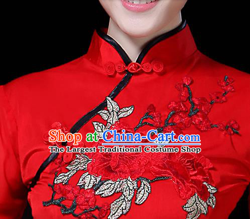 Traditional Chinese Fan Dance Costumes Stage Show Folk Dance Garment Classical Dance Red Dress and Pants for Women