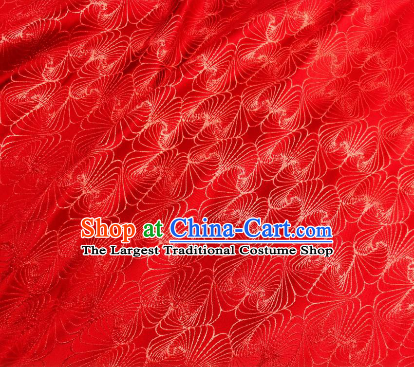 Asian Chinese Traditional Conch Pattern Design Red Brocade Fabric Silk Tapestry Tang Suit Material