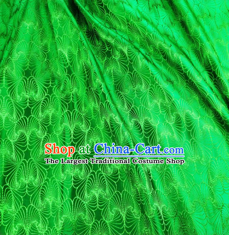 Asian Chinese Traditional Conch Pattern Design Green Brocade Fabric Silk Tapestry Tang Suit Material