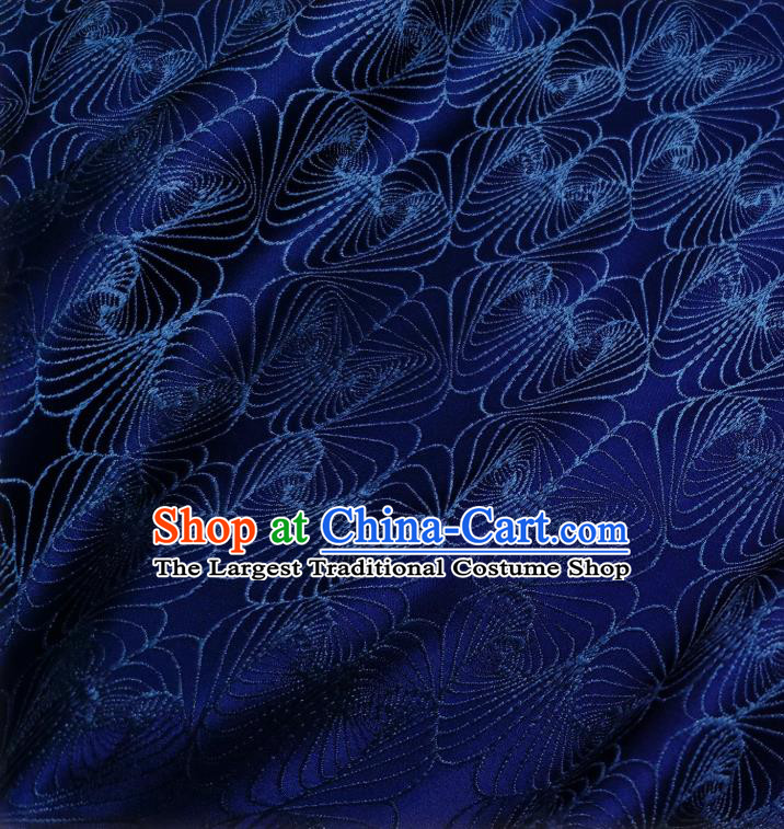 Asian Chinese Traditional Conch Pattern Design Navy Blue Brocade Fabric Silk Tapestry Tang Suit Material