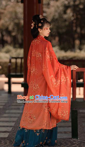 Chinese Ancient Princess Consort Costumes Tang Dynasty Noble Rani Hanfu Cape Blouse and Dress Garment Complete Set