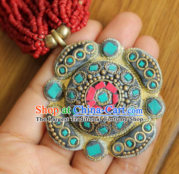 Chinese Traditional Tibetan Nationality Retro Necklet Jewelry Accessories Decoration Zang Ethnic Handmade Necklace Pendant for Women