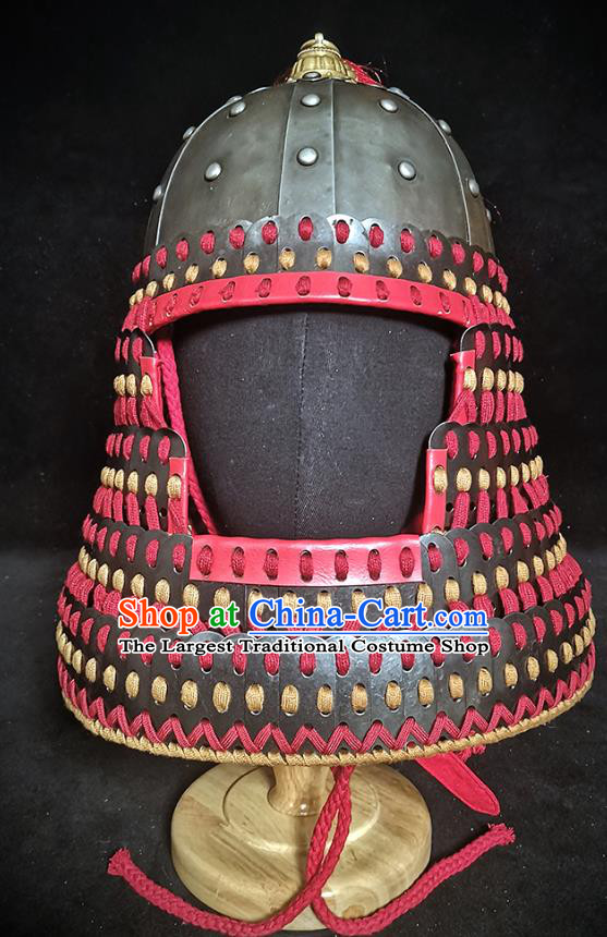 Traditional Chinese Song Dynasty Infantry Warrior Iron Armet Hat Headpiece Ancient General Helmet for Men