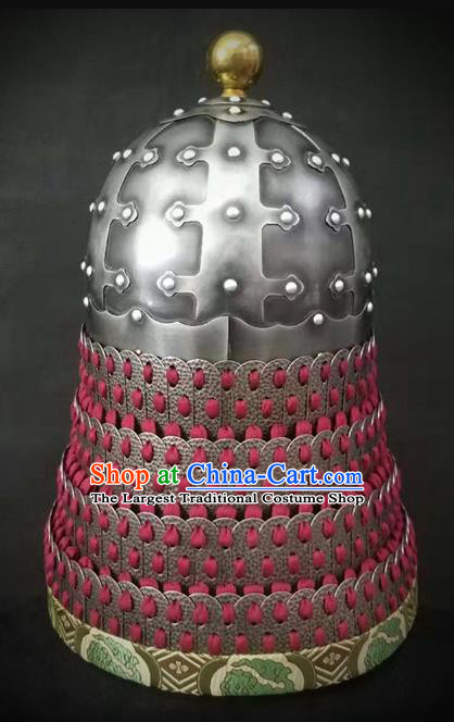 Traditional Chinese Tang Dynasty General Armor Hat Headpiece Ancient Soldier Warrior Iron Helmet for Men