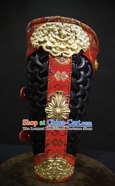 Traditional Chinese Song Dynasty Infantry Warrior Black Brocade Wrist Guard Wristband Armor Ancient Soldier Leather Wristlets Armband for Men