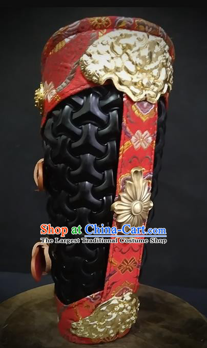 Traditional Chinese Song Dynasty Infantry Warrior Black Brocade Wrist Guard Wristband Armor Ancient Soldier Leather Wristlets Armband for Men