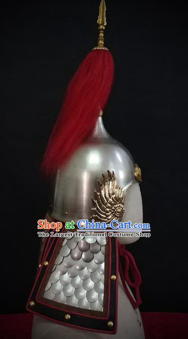 Traditional Chinese Ming Dynasty General Phoenix Wings Armor Hat Headpiece Ancient Soldier Warrior Armet Iron Helmet for Men