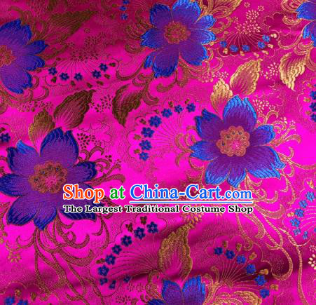 Asian Chinese Traditional Flowers Pattern Design Rosy Brocade Silk Fabric Cheongsam Tapestry Satin Material DIY Damask