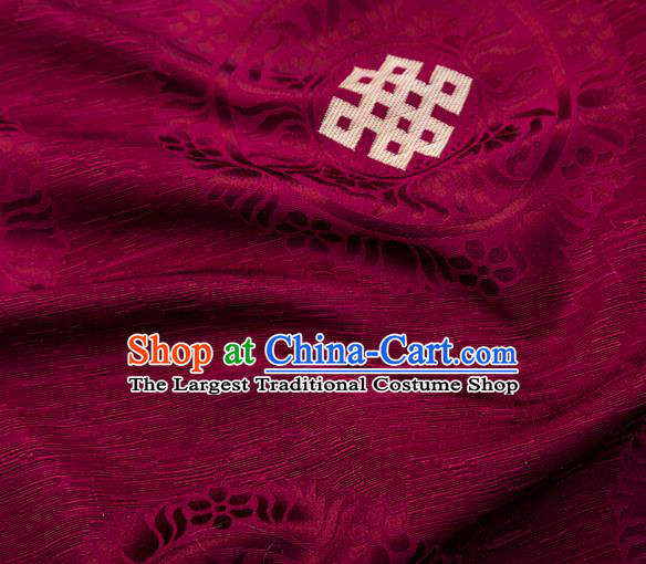 Asian Chinese Traditional Auspicious Pattern Design Wine Red Brocade Tang Suit Silk Fabric Tapestry Material DIY Satin Damask