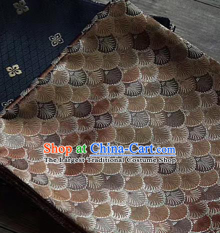 Asian Chinese Traditional Scales Pattern Design Brown Brocade Silk Fabric Tapestry Material DIY Mongolian Robe Satin Damask