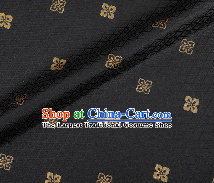 Japanese Traditional Sorbus Pattern Design Black Brocade Fabric Silk Material Traditional Asian Japan Kimono Nishijin Satin Tapestry