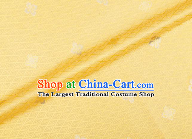 Japanese Traditional Sorbus Pattern Design Yellow Brocade Fabric Silk Material Traditional Asian Japan Kimono Nishijin Satin Tapestry