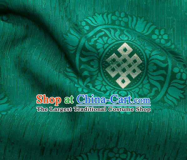 Asian Chinese Traditional Auspicious Pattern Design Green Brocade Tang Suit Silk Fabric Tapestry Material DIY Satin Damask