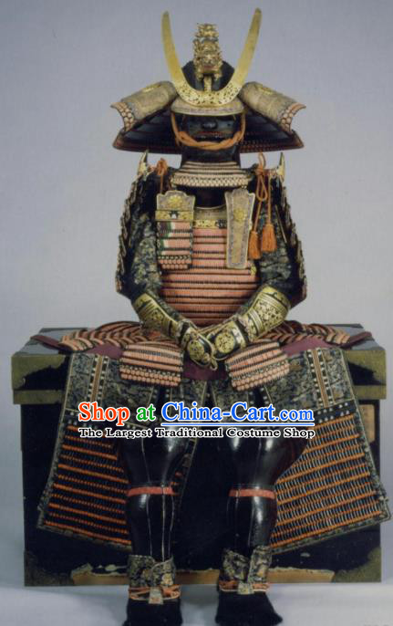 Traditional Japanese General Body Armor Outfits Ancient Film Warrior Shogun Armour Costumes and Helmet for Men