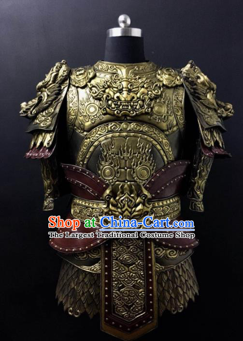 Traditional Chinese Northern and Southern Dynasties Golden Body Armor Outfits Ancient Film General Armour Costumes