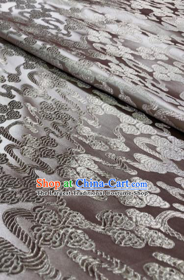 Asian Chinese Traditional Auspicious Clouds Pattern Design Gray Brocade Silk Fabric Tang Suit Tapestry Imperial Robe Material