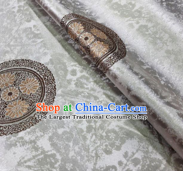 Gray Asian Chinese Traditional Chrysanthemum Pattern Design Nanjing Brocade Silk Fabric Tang Suit Tapestry Satin Material