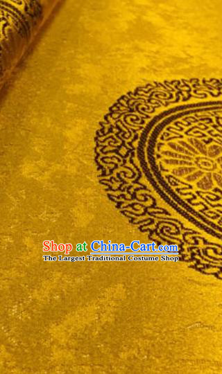 Golden Asian Chinese Traditional Chrysanthemum Pattern Design Nanjing Brocade Silk Fabric Tang Suit Tapestry Satin Material