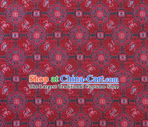 Chinese Classical Bats Pattern Design Red Song Brocade Silk Fabric Tapestry Material Asian Traditional DIY Cheongsam Dress Satin Damask