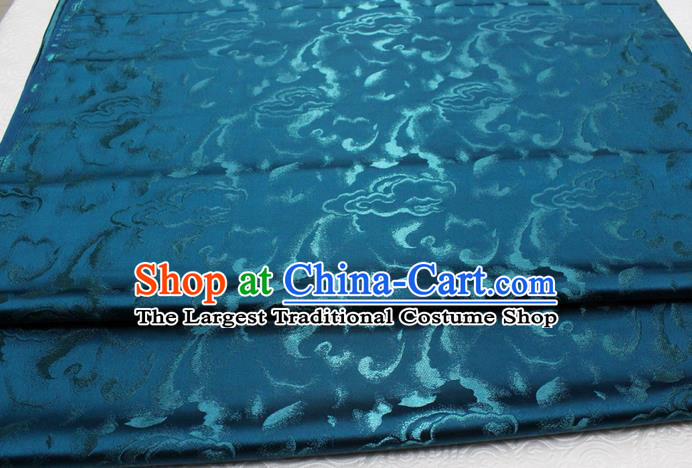 Chinese Classical Cloud Pattern Design Teal Brocade Asian Traditional Tapestry Material DIY Satin Damask Dress Silk Fabric