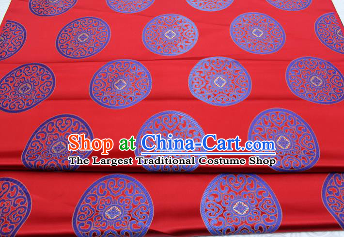 Chinese Tang Suit Classical Round Pattern Design Red Brocade Asian Traditional Tapestry Material DIY Satin Damask Mongolian Robe Silk Fabric