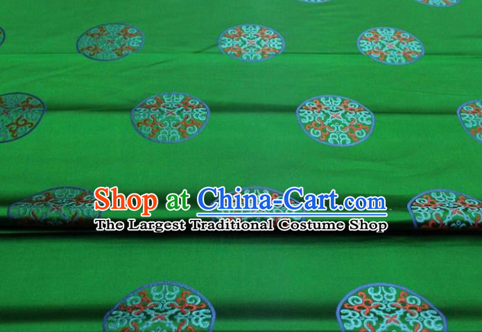Chinese Classical Round Dragons Pattern Design Green Brocade Silk Fabric DIY Satin Damask Asian Traditional Mongolian Robe Tapestry Material