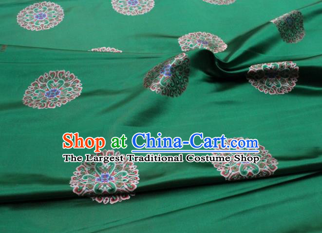 Chinese Classical Lotus Pattern Design Green Brocade Buddhism Silk Fabric DIY Satin Damask Asian Traditional Tibetan Robe Tapestry Material