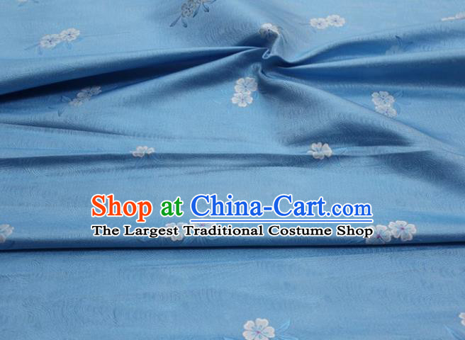 Chinese Classical Blossom Pattern Design Light Blue Brocade Silk Fabric DIY Satin Damask Asian Traditional Qipao Dress Tapestry Material