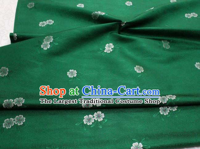 Chinese Classical Blossom Pattern Design Green Brocade Silk Fabric DIY Satin Damask Asian Traditional Qipao Dress Tapestry Material