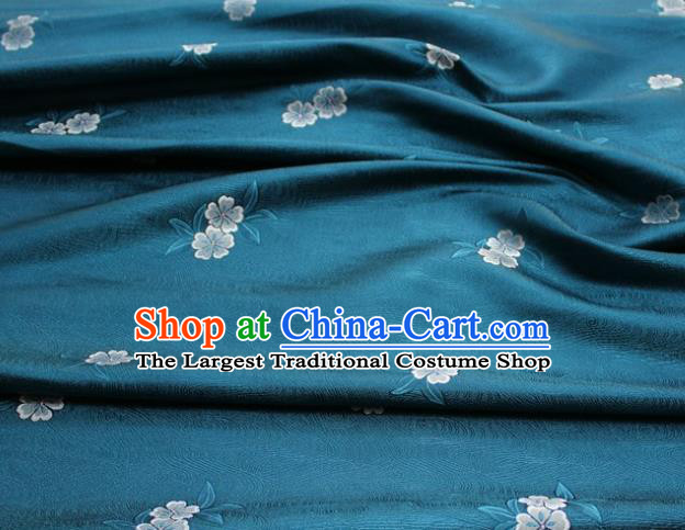 Chinese Classical Blossom Pattern Design Teal Brocade Silk Fabric DIY Satin Damask Asian Traditional Qipao Dress Tapestry Material