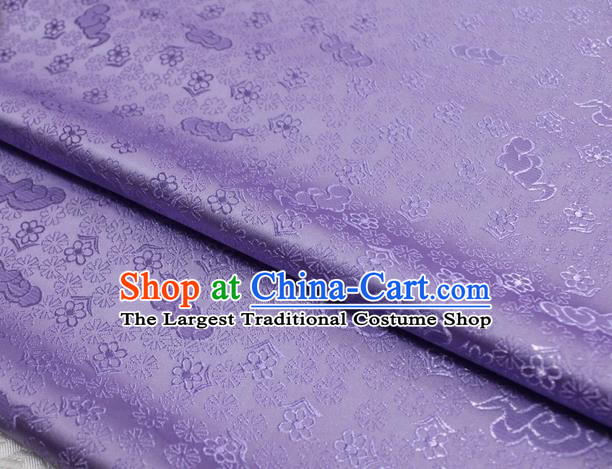 Chinese Classical Cloud Blossom Pattern Design Purple Brocade Mongolian Robe Asian Traditional Tapestry Material Silk Fabric DIY Satin Damask