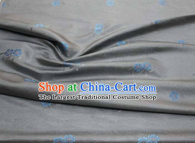 Chinese Classical Blossom Pattern Design Grey Brocade Silk Fabric DIY Satin Damask Asian Traditional Qipao Dress Tapestry Material