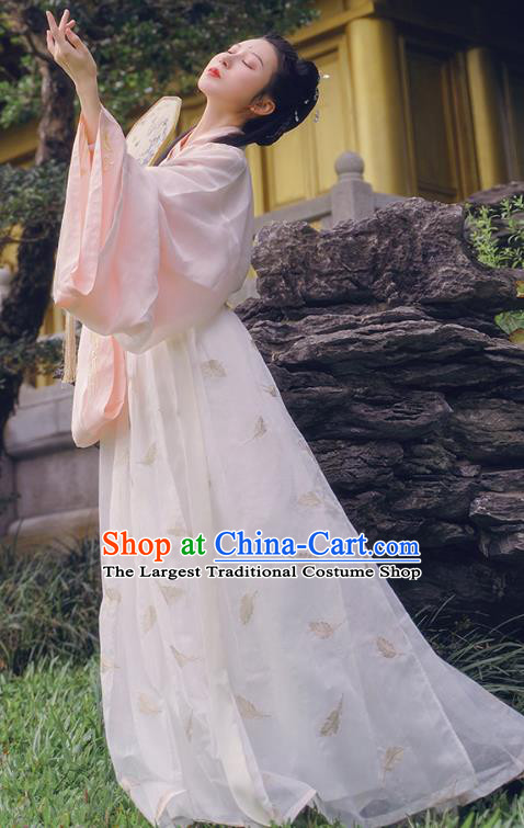 Traditional Chinese Jin Dynasty Royal Princess Dress Hanfu Apparels Ancient Infanta Historical Costumes Blouse and Skirt Complete Set