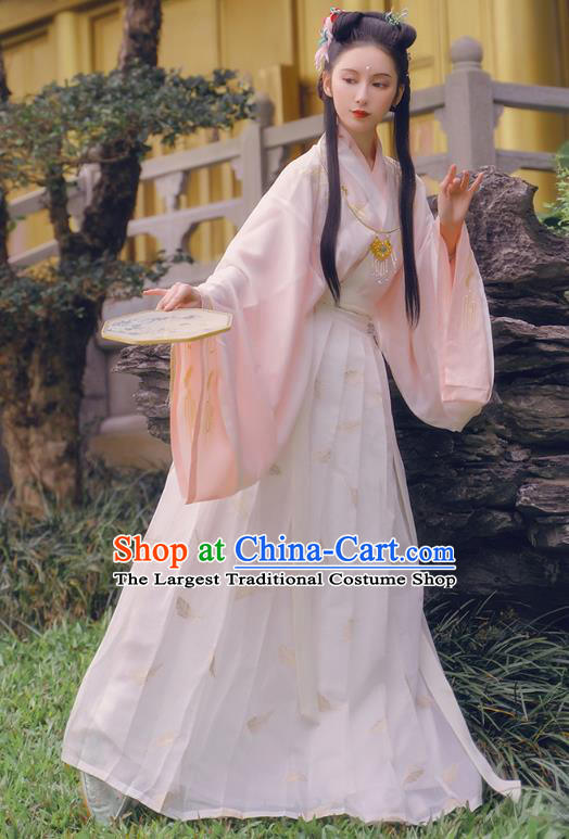 Traditional Chinese Jin Dynasty Royal Princess Dress Hanfu Apparels Ancient Infanta Historical Costumes Blouse and Skirt Complete Set