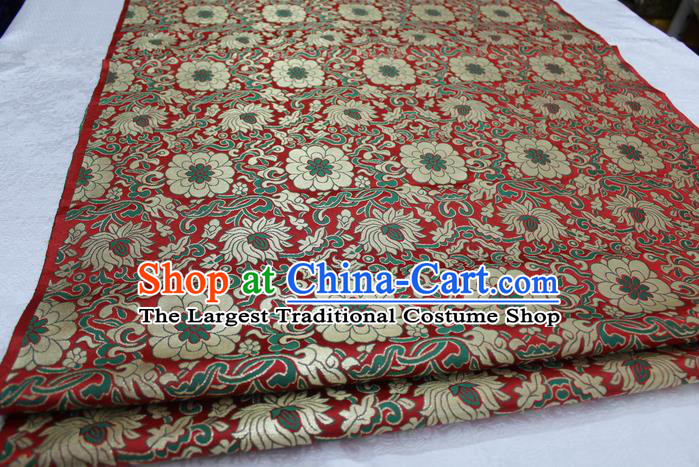 Chinese Mongolian Robe Classical Chrysanthemum Pattern Design Dark Red Brocade Asian Traditional Tapestry Material DIY Satin Damask Silk Fabric