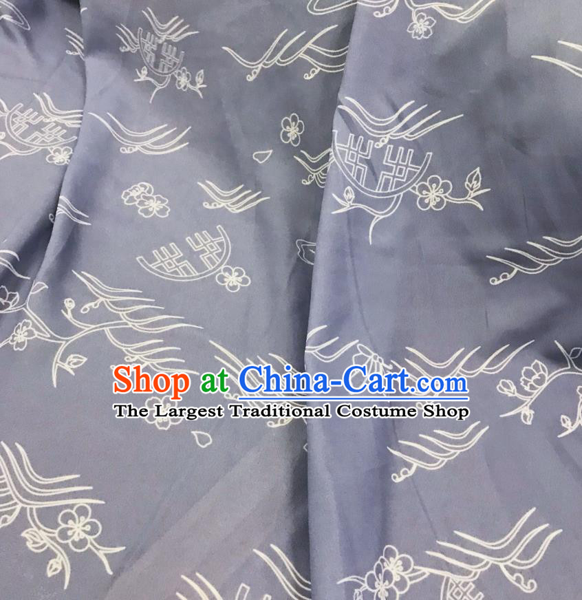 Chinese Hanfu Dress Traditional Plum Pattern Design Grey Satin Fabric Silk Material Traditional Asian Linen Tapestry