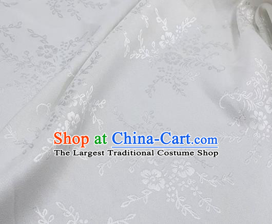 Chinese Hanfu Dress Traditional Camellia Pattern Design White Satin Fabric Silk Material Traditional Asian Cloth Tapestry