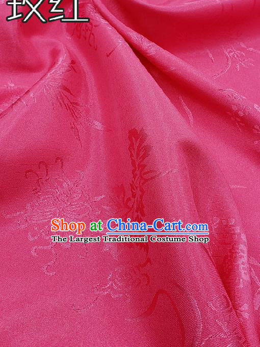 Chinese Traditional Plum Orchid Bamboo Chrysanthemum Pattern Design Rosy Satin Fabric Traditional Asian Hanfu Dress Cloth Tapestry Jacquard Silk Material